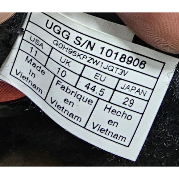 UGG Rakel Black Suede Sheep Wool Men's Size 11 Ankle Slippers Boots S/N 1018906 - Picture 10 of 11